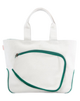 White and Emerald Canvas Pickleball Bag
