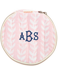 Monogrammed Quilted Pink Block Print Circle Travel Case