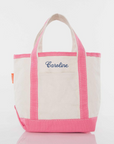 Monogrammed Pink Trim Canvas Mini Tote for Children