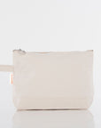Beige pouch with a zipper on a white background