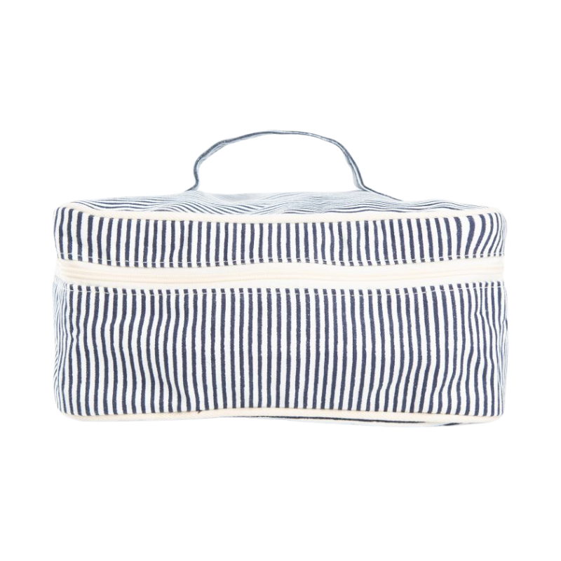 Navy Stripe Train Case, Monogrammed