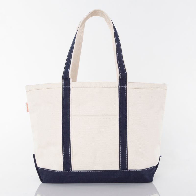 Navy Trim Canvas Tote