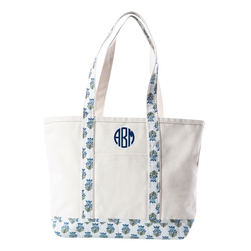 Personalized Block Print Medium Canvas Tote Bag