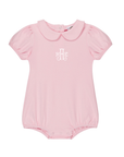 Baby girl white Peter Pan collar bubble with monogram