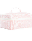 Rose Pink Stripe Train Case, Monogrammed