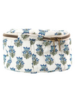 Quilted Blue and White Block Print Circle Travel Case