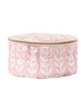 Quilted Pink Block Print Circle Travel Case