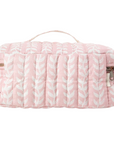 Quilted Pink Block Print Train Case