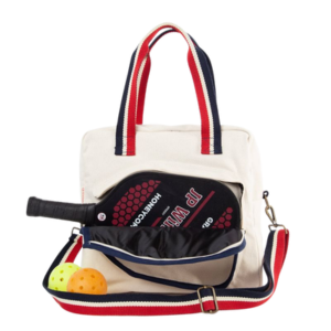 Red, White, Blue Pickleball Canvas Tote Bag Inside View