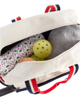 Red, White, Blue Pickleball Canvas Tote Bag Inside View 2