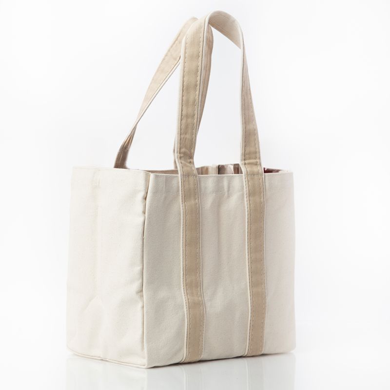 Natural Canvas Wine Carrier with Tan Trim