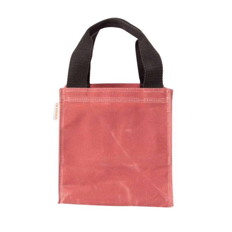 Waxed Red Canvas Beer Bottle Carrier, Embroidered