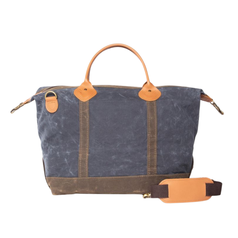 Waxed Slate Canvas Weekender Bag, Embroidered
