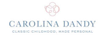 Carolina Dandy logo featuring classic monogram icon and French blue text