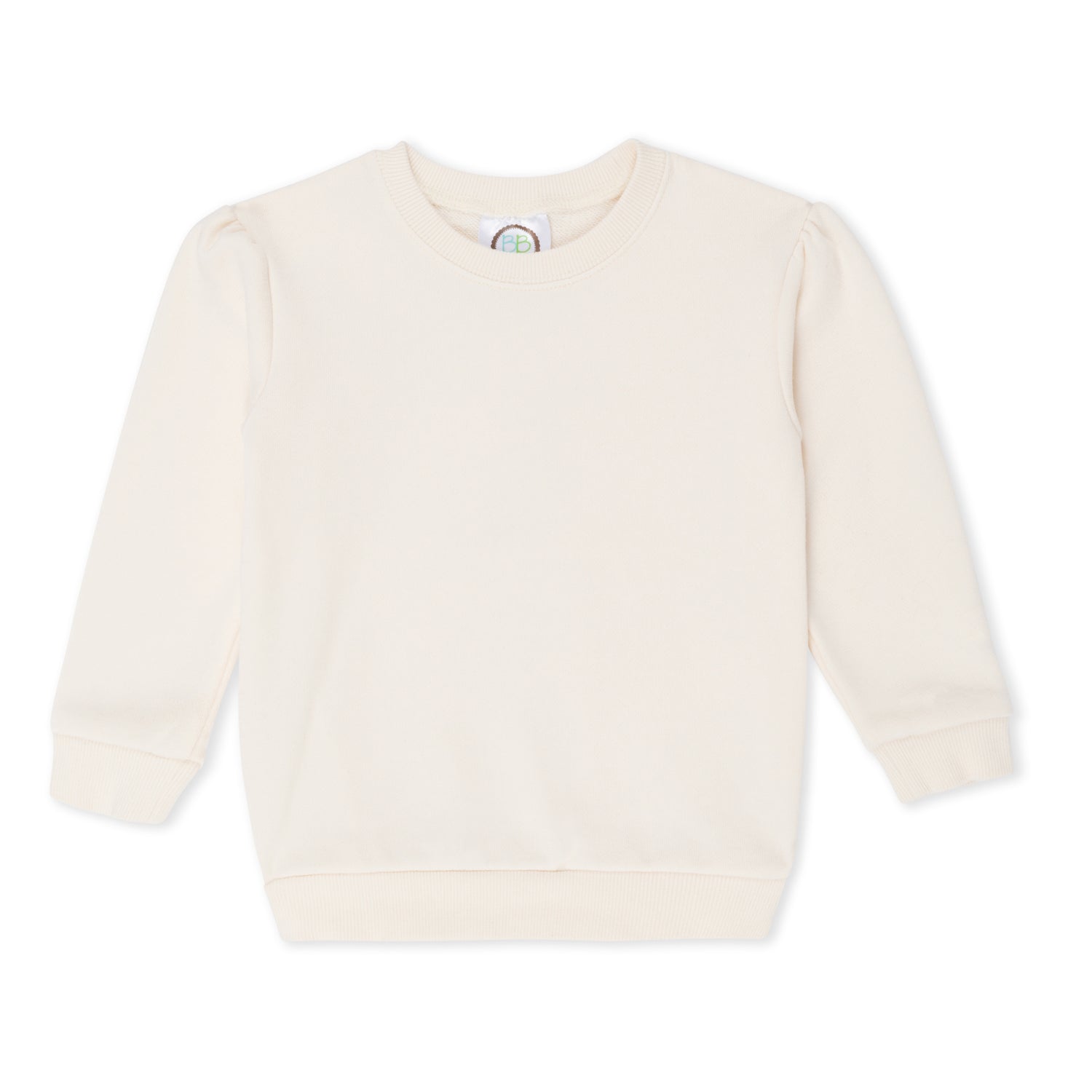 Girls' cream puff sleeve sweatshirt on a white background