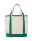 small canvas tote bag with green trim
