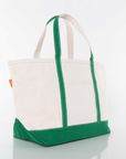 large canvas tote bag with green trim