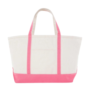 Large Pink Trim Canvas Tote Bag, Embroidered