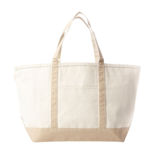 Large Tan Trim Canvas Tote Bag, Embroidered