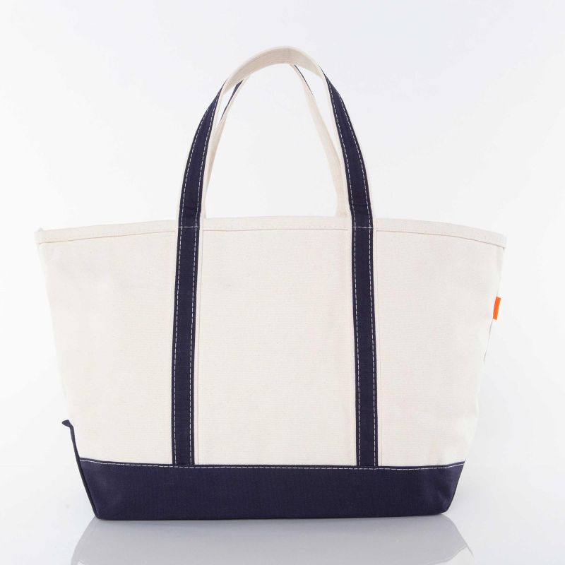 large navy trim canvas tote bag