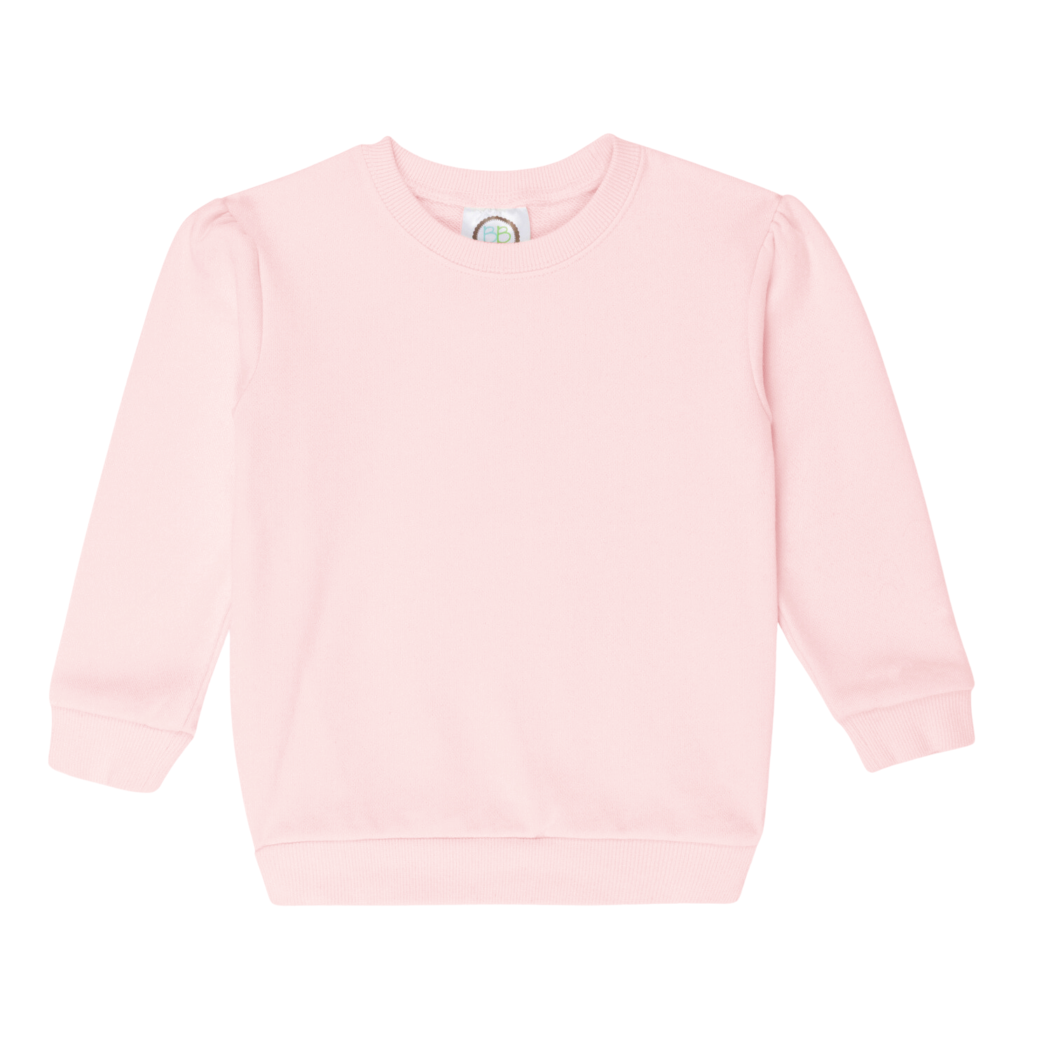 Girls' Light pink puff sleeve sweatshirt on a white background