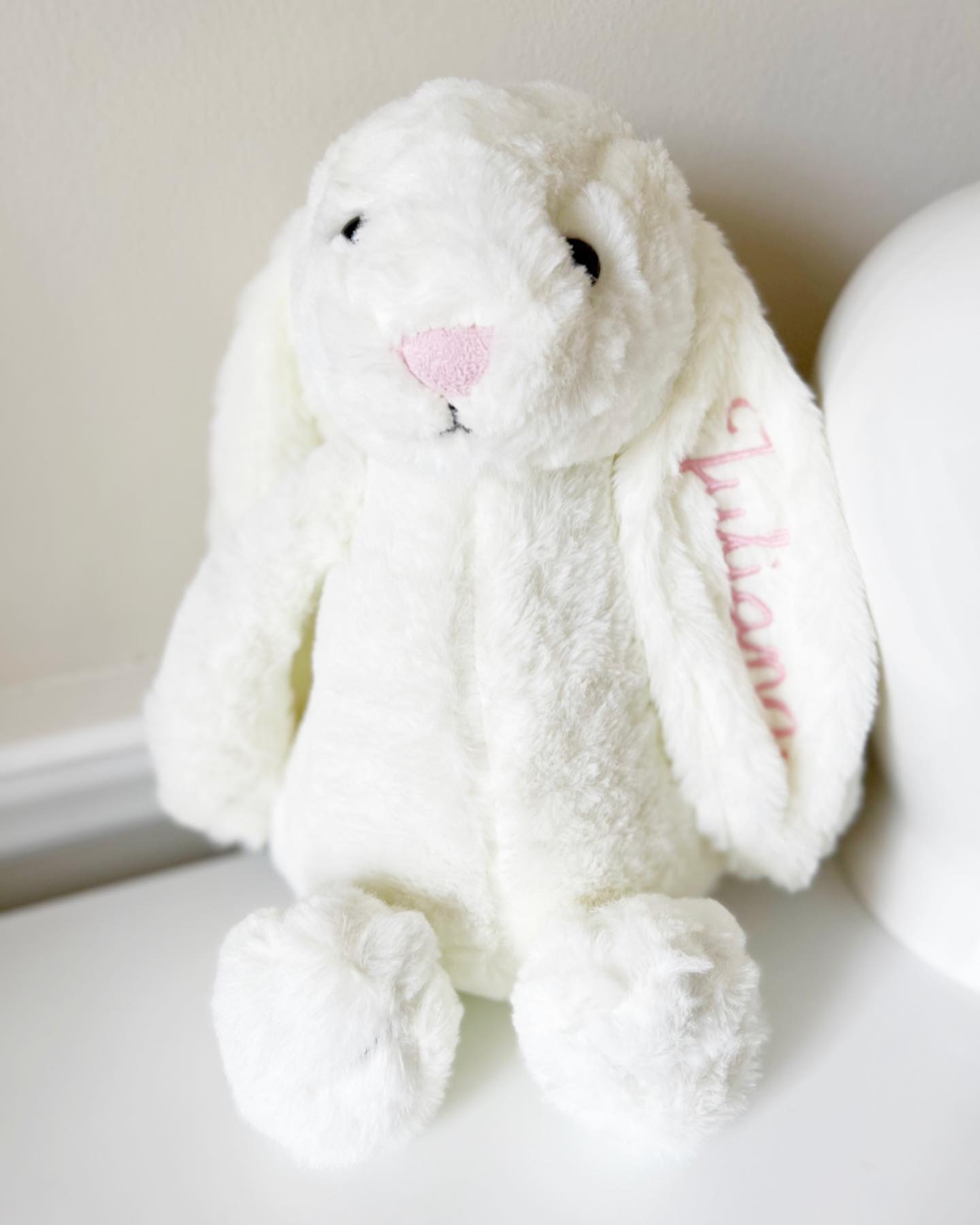 cream easter bunny with personalized name for children