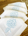 Blue Hydrangea Linen Cocktail Npakins for Spring Table and Entertaining