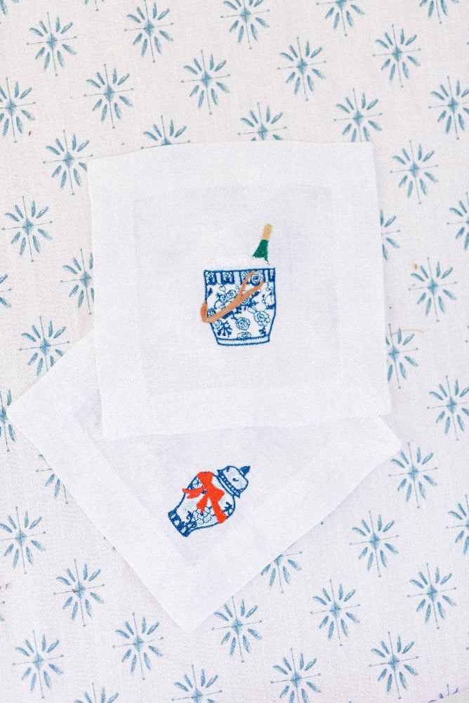 100% Linen Embroidered Cocktail napkins for the new traditionalist and grandmillennial