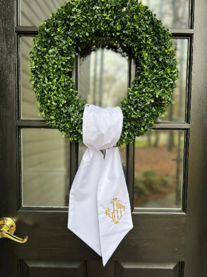 Monogrammed Holiday Wreath Sash