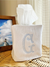 monogrammed linen tissue box cover 